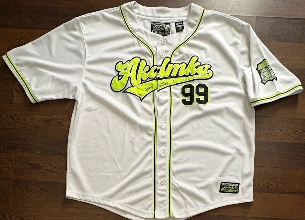 Vintage Akademiks Heavy Hitters 99 Baseball Jersey White Neon 3XL Y2K Baggy Rare